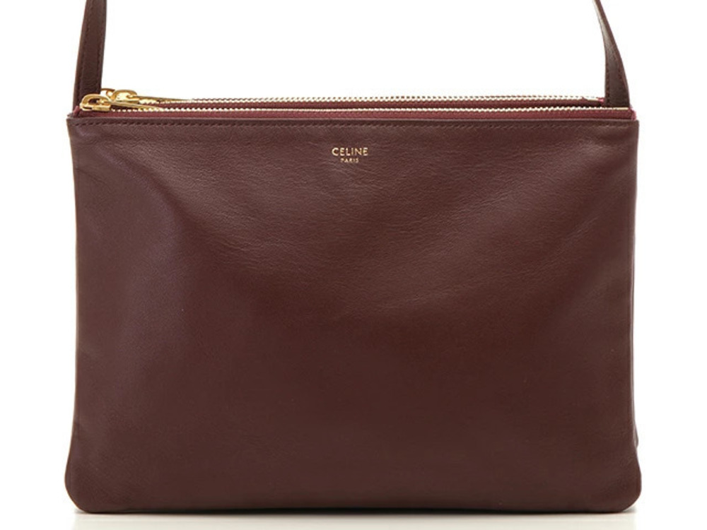 Celine Trio Bag Burgundy Red Lambskin Shoulder